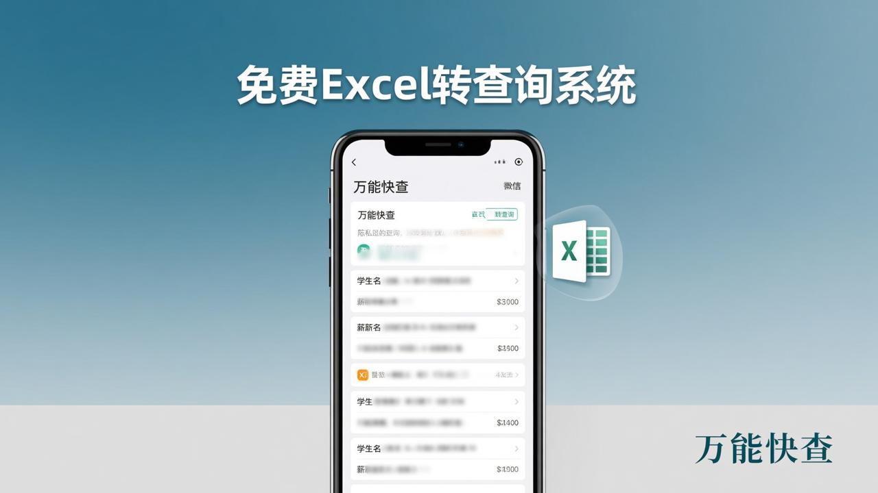 免费Excel转查询系统怎么做？万能快查微信小程序操作步骤全解析（含分班/工资条/成绩查询）
