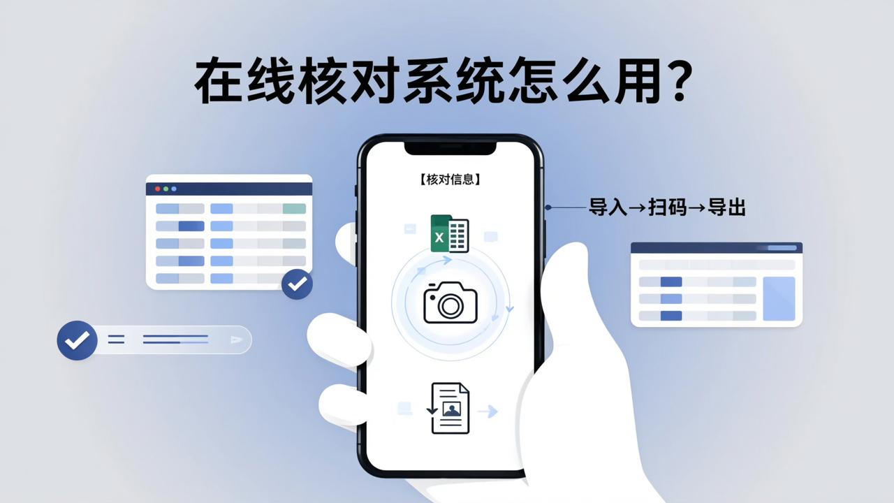 在线核对系统怎么用？【核对信息】导入Excel→扫码填写→导出带图片的核对结果全流程详解