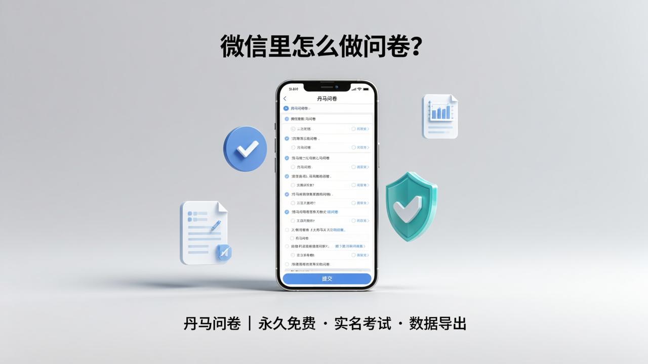 微信里怎么做问卷？丹马问卷扫码填写教程，永久免费且支持实名考试和数据导出