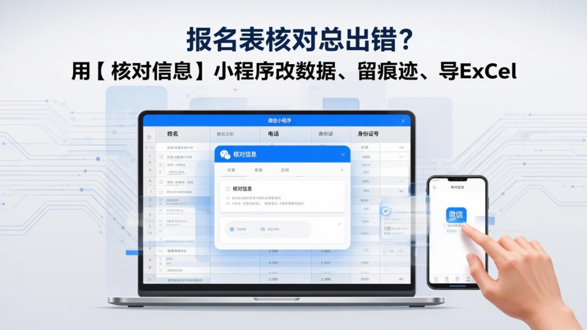 报名表核对总出错？用【核对信息】小程序改数据、留痕迹、导Excel的实操步骤